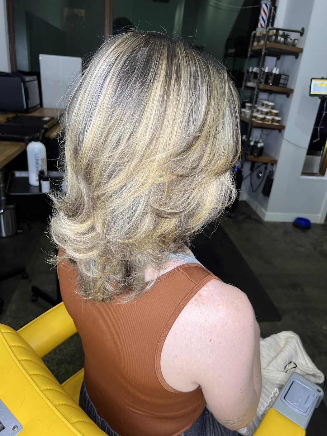 Blonde highlights and precision haircut, West Seattle color salon