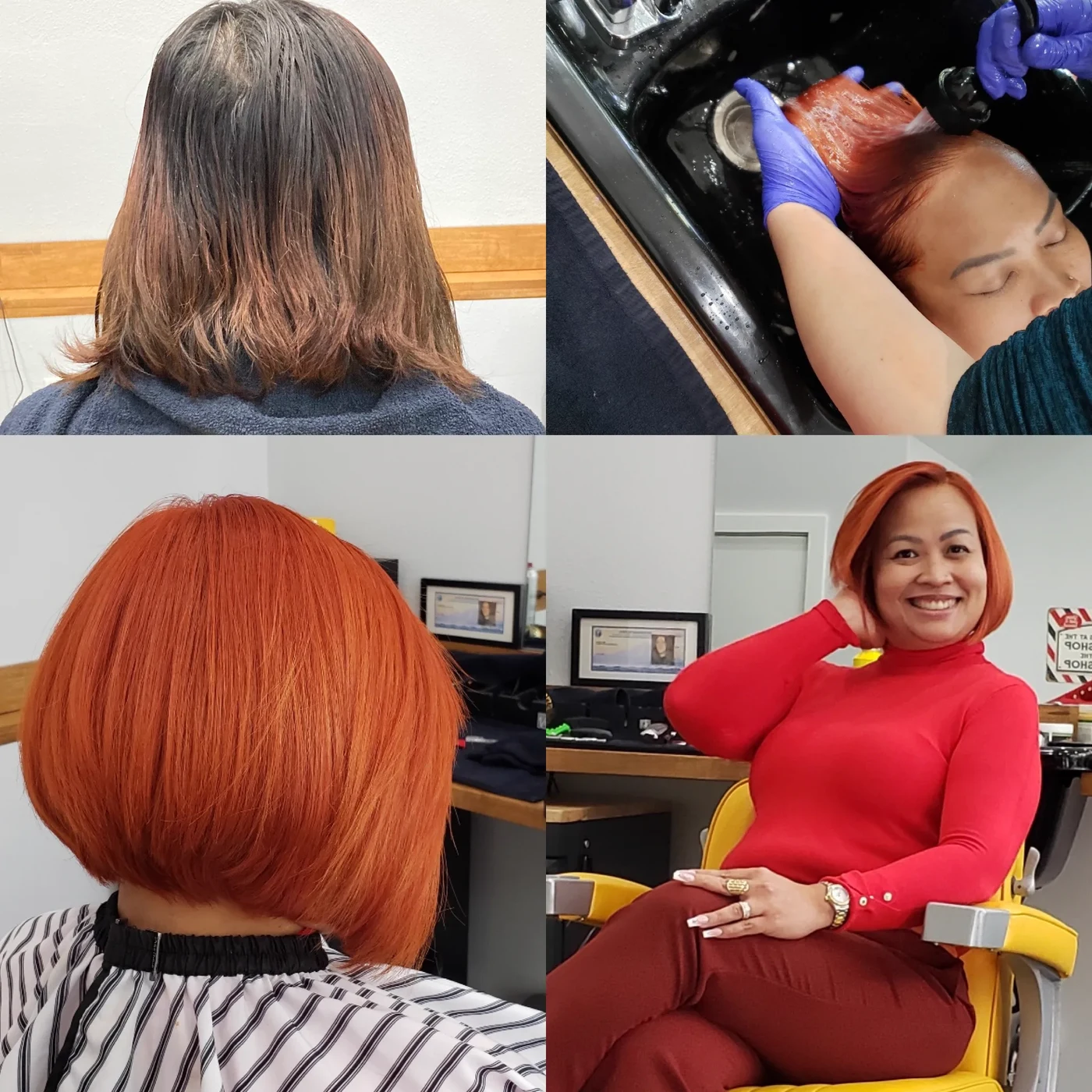 Copper bob color transformation by Kara Cerf, West Seattle stylist