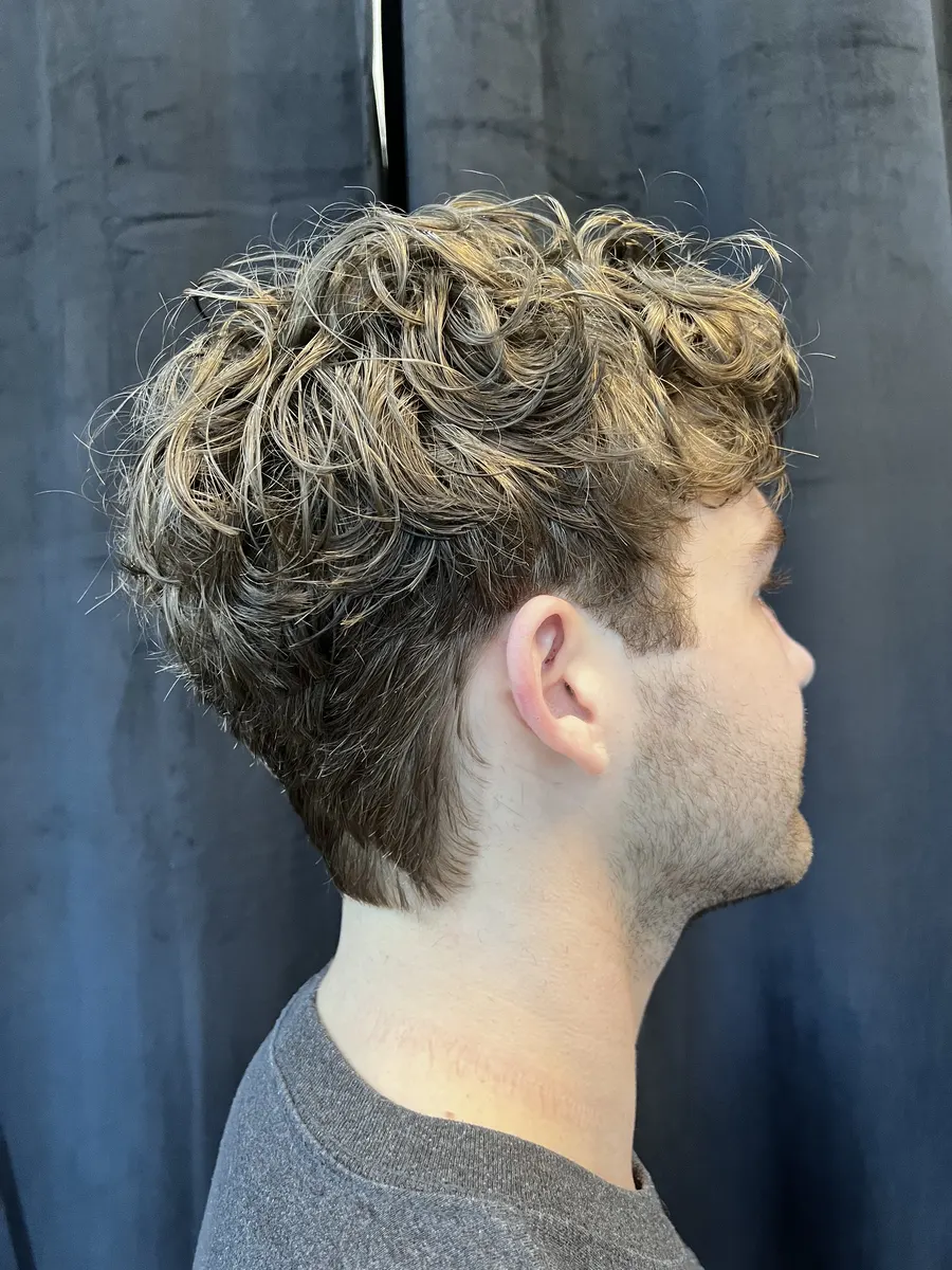 Curly hair undercut fade at The Gilded Edge, West Seattle salon
